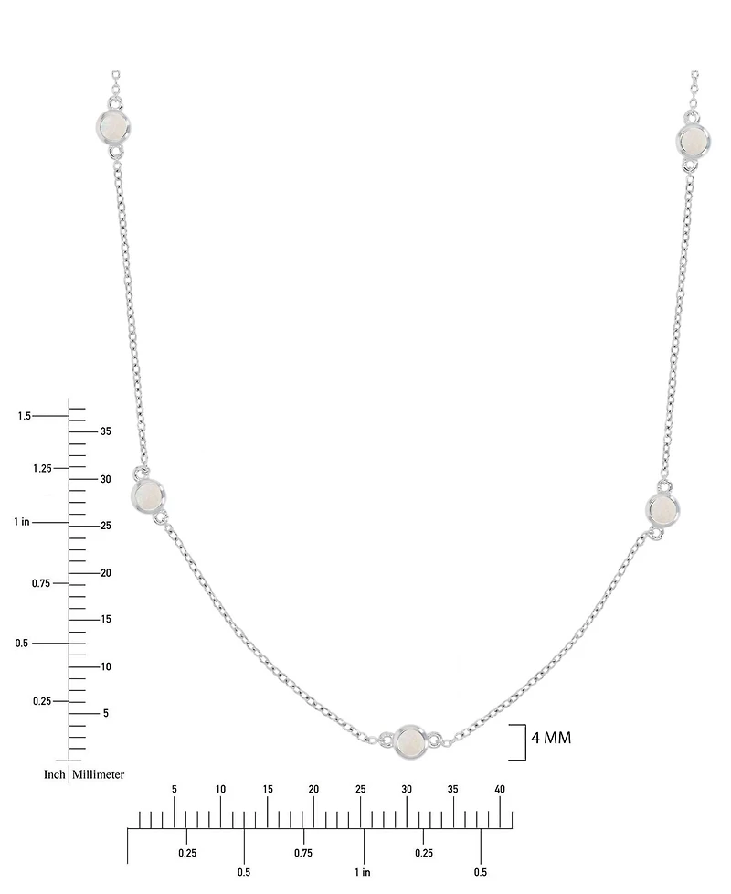 Macy's Created Opal (0.35 ct. t.w.) Station Necklace in Rhodium Over Sterling Silver