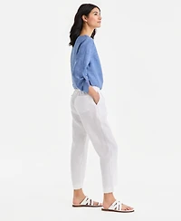 Charter Club Women's 100% Linen Pleated-Front Tapered Pants, Macy's Exclusive