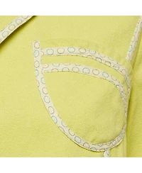 Pre-Owned Marni Women's Green Canvas Contrast Trimmed Open Front Jacket