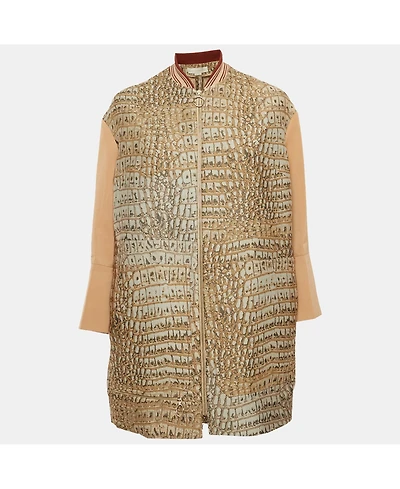 Pre-Owned Stella Mccartney Women's Beige Jacquard And Cotton Zip-Up Jacket
