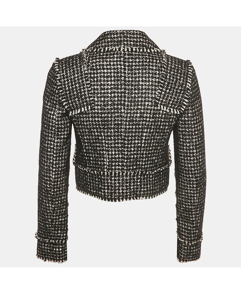 Pre-Owned Dolce & Gabbana Women's Black/white Tweed Bejeweled Blazer