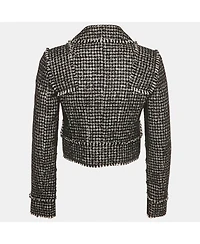 Pre-Owned Dolce & Gabbana Women's Black/white Tweed Bejeweled Blazer