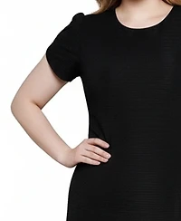 Ny Collection Petite Petal SleeveTextured Knit Dress