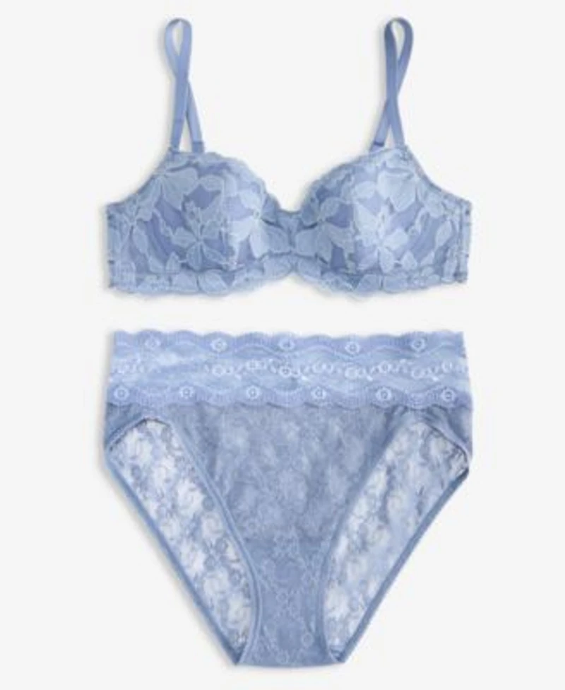 B.Temptd By Wacoal Womens Feeling Famous Balconette Contour Bra Lace Kiss High Leg Brief Underwear