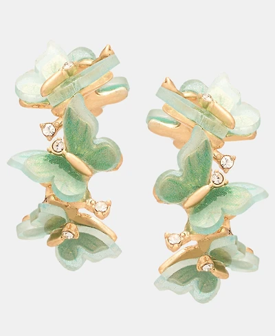 lonna & lilly Colored Butterfly Hoop Earrings
