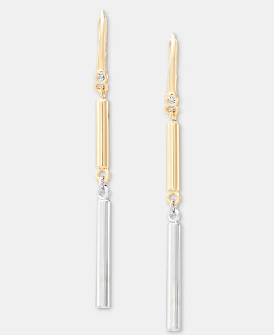 Dkny Two-Tone Bar Statement Double Drop Earrings