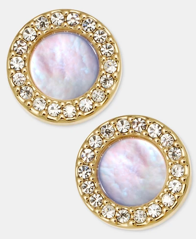 Dkny Mother of Pearl Inlay Statement Stud Earrings