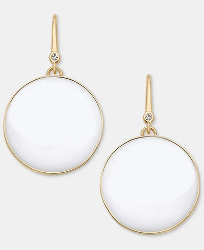 Dkny White Large Drama Inlay Drop Earrings