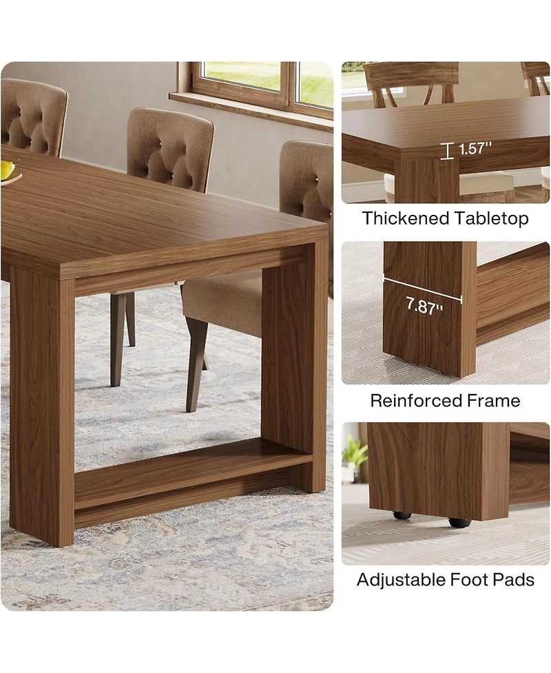Tribesigns 86.61-Inch Dining Table for 6-8 People, Modern Narrow Long Kitchen Table with Pedestal Base, Farmhouse Extra Long Dining Room Furniture
