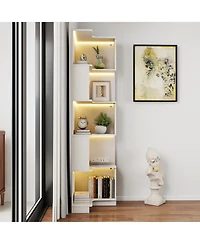 Streamdale Furniture 5-Tier Corner Bookshelf with Led Lights
