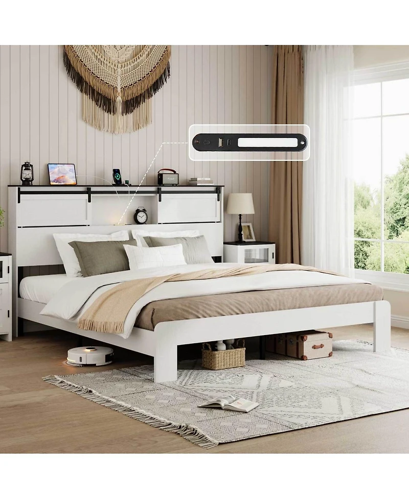 Streamdale Furniture Storage Headboard with 2 Usb Ports for Easy Charging & Access