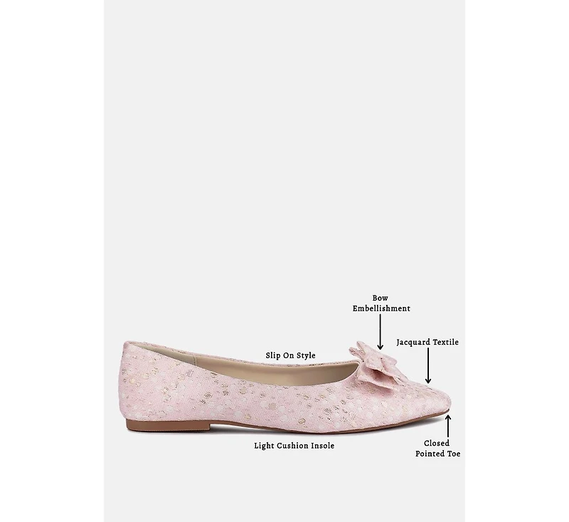 Womens cicely jacquard bow embellished ballet flats