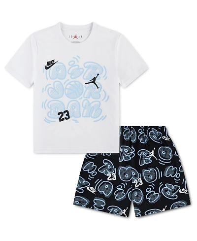 Jordan Boys' 4-7X Printed Movement Lines T-Shirt & Shorts, 2-Piece Set