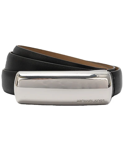Michael Kors Bubble Plaque Leather Belt