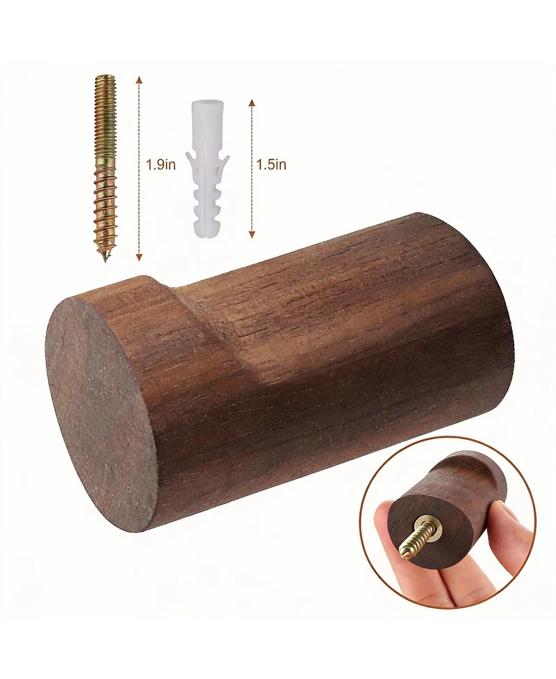 Yigii Handcrafted Walnut Wood Wall Hooks – Rustic Coat, Hat & Bag Organizer