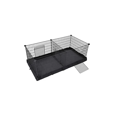 Cozito Small Animal Playpen with Oxford Floor Mat, 48.4" x 24.8", 1" Wire Spacing, Modular Panels, 2 Doors