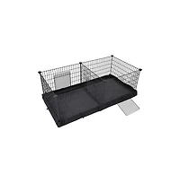 Cozito Small Animal Playpen with Oxford Floor Mat, 48.4" x 24.8", 1" Wire Spacing, Modular Panels, 2 Doors