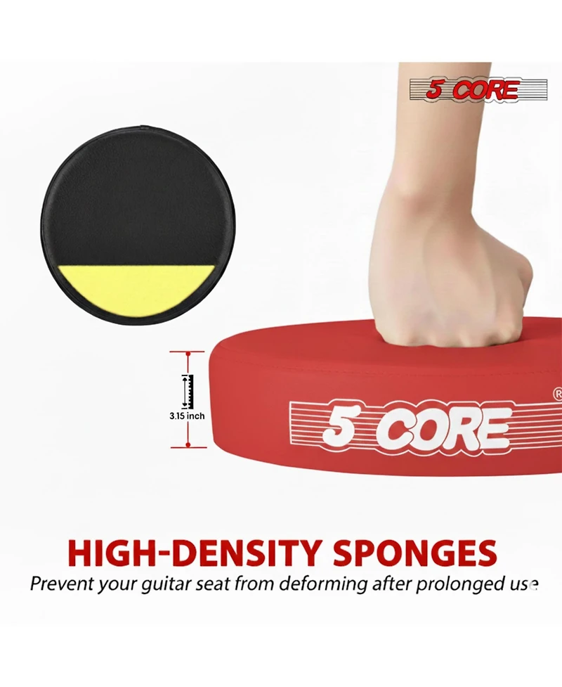 5 Core Guitar Stool 3.15" Padded Chair Foldable Heavy Duty Music Seat Built in Foot Rest Guitar Stand