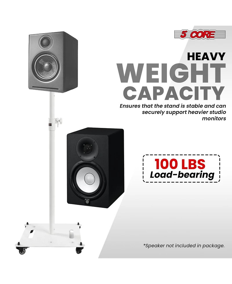 5 Core Speaker Stand 2Pc Heavy Duty Adjustable Height 61" Dj Pa Stands 35mm Mount 100Lb Capacity