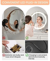 Homfan 19 in Vanity Mirror with Led Lights, Large Round Makeup Mirror with Touch Control and 3 Color Lighting Modes