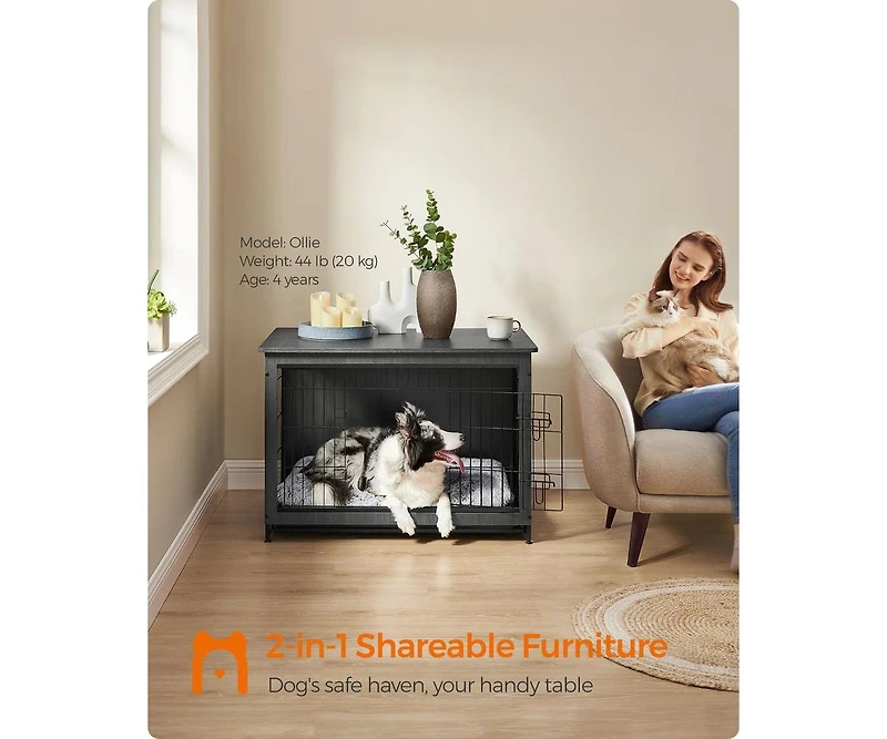 Cozito Indoor Dog Crate Furniture with Double Doors, Reversible Side Door, Removable Tray, Top Holds 154 lb