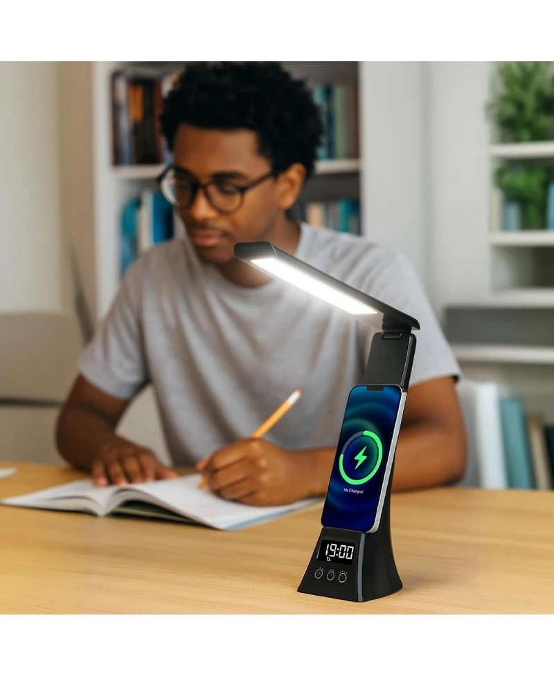 Pursonic Smart Home Essentials Bundle: All-in-One Alarm Clock & 3-in-1 Led Desk Lamp with Wireless Charging
