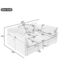 Streamdale Furniture Gray U-shaped Sectional Sofa with Movable Ottoman & Usb Ports