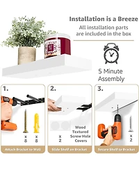 Sorbus 2 Pack 16 Inch Rectangle Wall Mounted Floating Shelves - for Home Decor to Display Trophies, Books, Frames, and more