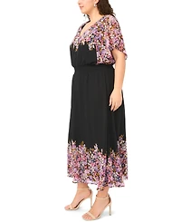 Msk Plus Flutter-Sleeve V-Neck Maxi Dress