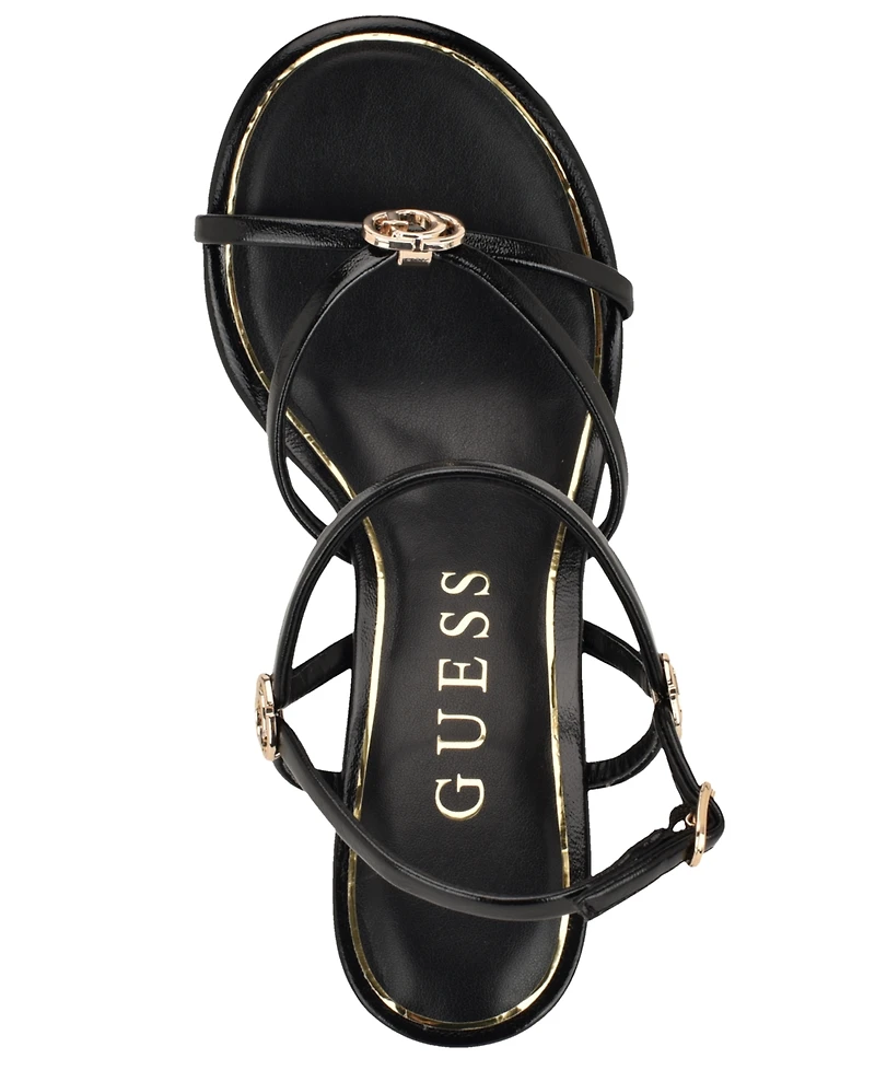 Guess Women's Devve Strappy "G" Dressy Wedge Heel Sandals