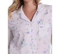 Miss Elaine Women's Printed Long-Sleeve Top & Pajama Pants, 2-Piece Set