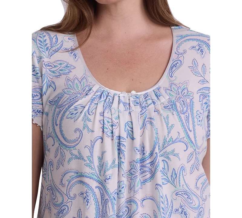 Miss Elaine Plus Round Neck Printed Sleepwear Nightgown