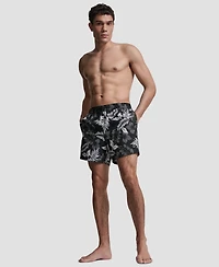 Dkny Men's Euro Black & White Bandana Print Performance 5" Volley Shorts