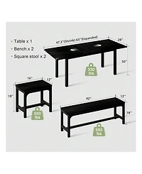 Gaomon Kitchen Table 63 Inch 5 Piece Extendable Dining Table Set For 4 To 8 Modern Space Saving Kitchen Table