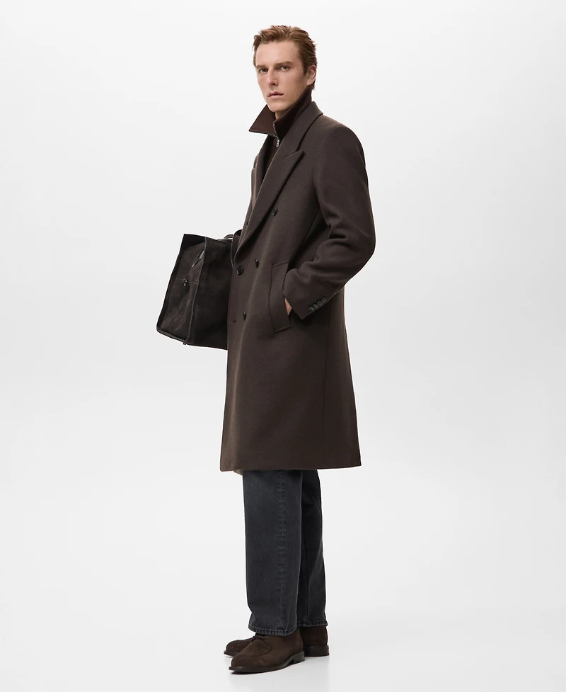 Mango Men's Relaxed-Fit Double-Breasted Wool Coat