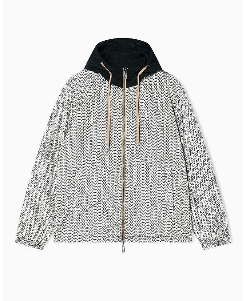 A|X Armani Exchange Men's Allover Logo Print Windbreaker Jacket