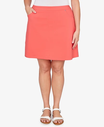 Hearts Of Palm Plus Solid Tech Stretch Pull On Skort