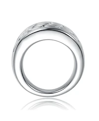 Genevive Sterling Silver Textured Pattern Ring