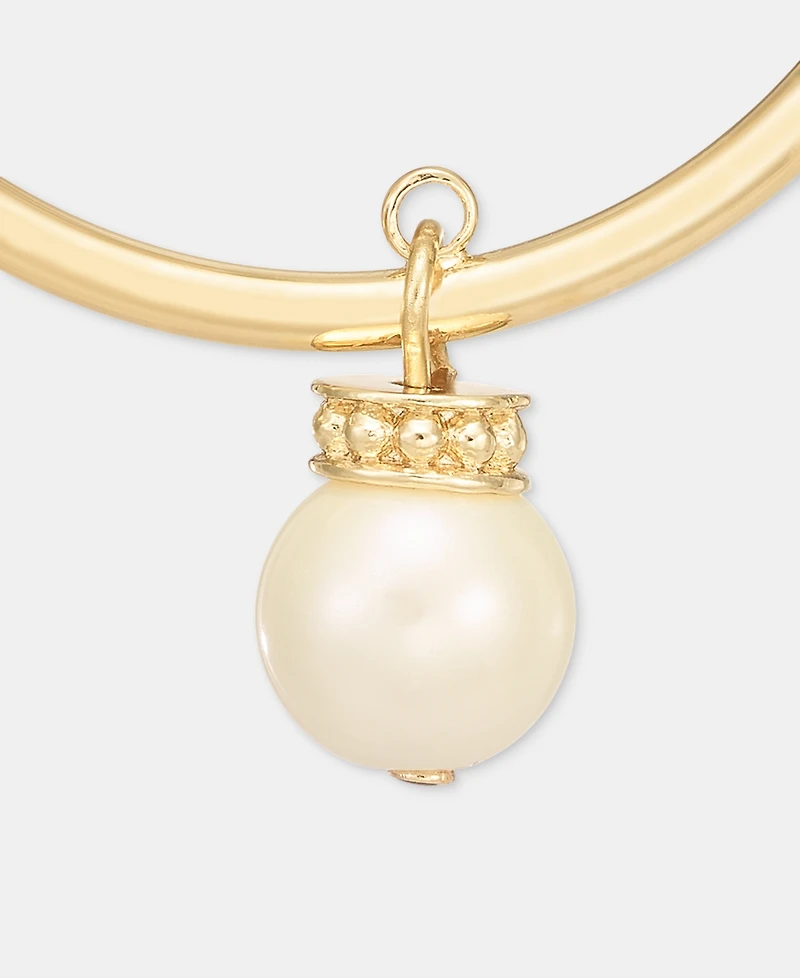 Lauren Ralph Lauren Gold-Tone Glass Pearl Drop Hoop Earrings