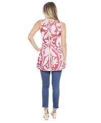 24seven Comfort Apparel Women's Paisley Scoop Neck Tunic Tank Top