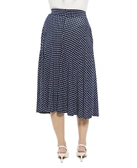 24seven Comfort Apparel Women's Polka Dot Elastic Waist Pocket A-Line Midi Skirt