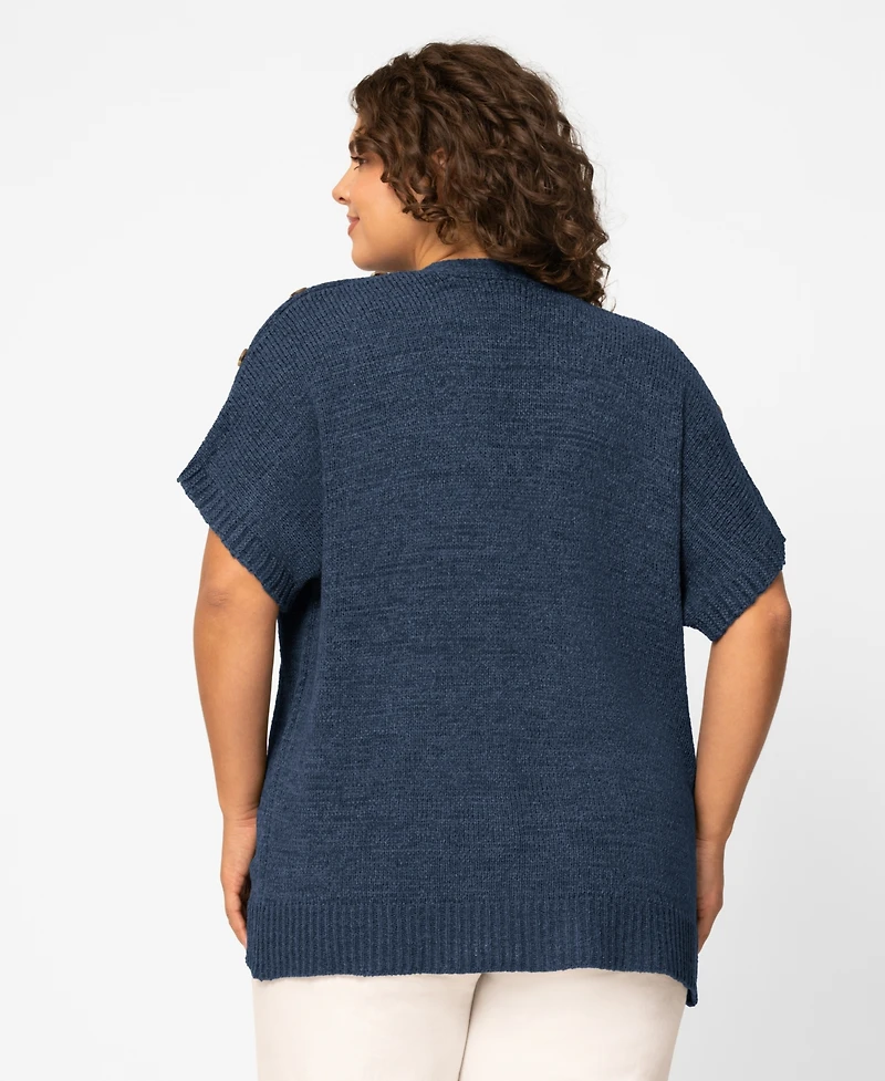 Melissa Paige Plus Size Button Shoulder Flyaway Open Front Cardigan, Macy's Exclusive