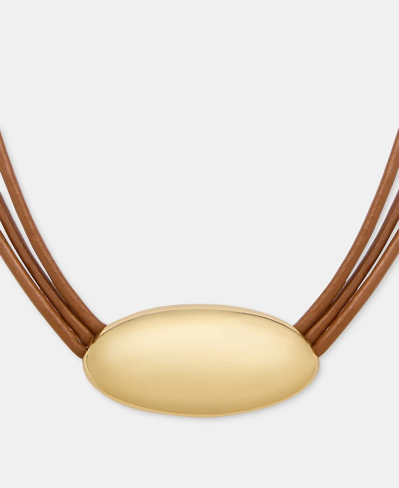 Lauren Ralph Lauren Gold-Tone Leather Pendant Necklace