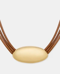 Lauren Ralph Lauren Gold-Tone Leather Pendant Necklace