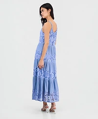 Robbie Bee Women's Lace-Trim Maxi Dress