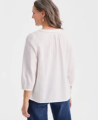 Style & Co Women's Cotton Gauze V-Neck Blouse, Macy's Exclusive