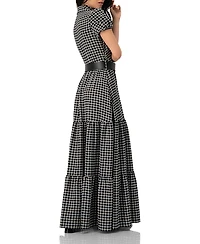 Ivonne Women's Check Maxi Dress with Puff Sleeves