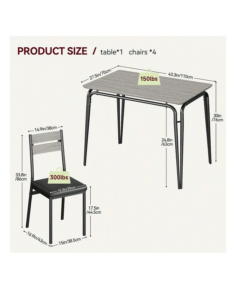 Gaomon Kitchen Table Dining Table For 4 Small Table And Chairs Set Of 4 Square Dinette Set