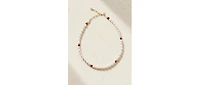 18K Gold Plated Freshwater Pearls with Charming Red Hearts - Akari Choker For Women