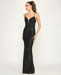 B Darlin Juniors' V-Neck Sequin Gown